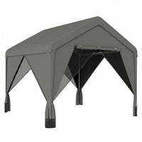 Outsunny 3 x 3 m Patio Gazebo with Netting & Curtains, Outdoor Canopy Shelter with Galvanised Steel Frame, Dark Grey