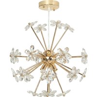 Crystal Chandeliers Ceiling Light Flower Modern Pendant Light Adjustable Height Ceiling Plate Clear