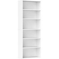 HOMCOM Six Shelf Bookcase - White