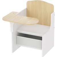 AIYAPLAY Kids Table and Chair Set, Children Desk and Chair with Storage Bins for Playing, Reading, Painting, for Ages 3-5, White