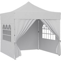 Outsunny 3 x 3 m Pop Up Gazebo with Sidewalls, UPF50+ Heavy Duty Garden Party Tent Marquee with Wheeled Carry Bag, Silver Grey