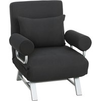 HOMCOM Single Sofa Bed, 3-in-1 Convertible Folding Chair Bed with Adjustable Backrest, Removable Armrests, Black | Aosom Ireland