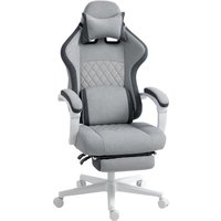 HOMCOM Gaming Chair, Gamer Computer Chair with Footrest, High Back, Lumbar Support, Adjustable Height, Swivel Wheels for Home Office, Grey | Aosom Ireland