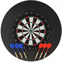 SPORTNOW Dartscheibe mit 6 Dartpfeile, Flights, Dart Surround, Stahlspitze, Ø45,5 cm Sisal Dartboard Steeldart Set Steeldartscheibe Dartboard Set für Erwachsene Aosom