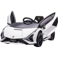 HOMCOM Compatible 12V Battery-powered Kids Electric Ride On Car Lamborghini SIAN Toy w/ Remote Control Lights MP3 for 3-5 Years Old White Aosom UK