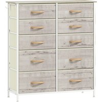 HOMCOM Chest of Ten Fabric Drawers - Natural Wood Finish | Aosom Ireland