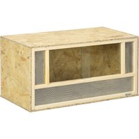 PawHut Terrario per Rettili in Legno con Porte in Vetro Scorrevoli e Pannelli in Rete, 40x80x40 cm
