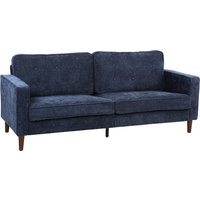 HOMCOM 3 Seater Sofa Button Tufted Upholstered Couch with Wood Legs for Living Room, Dark Blue | Aosom Ireland