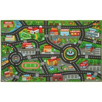 AIYAPLAY Tapete Infantil Estrada de Cidade 160x100 cm Tapete Educativo Antiderrapante para Engatinhar e Brincar com Carros Multicor Aosom Portugal