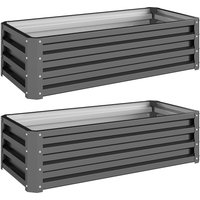 Outsunny Set of Two 110 x 50cm Steel Planter Boxes - Light Grey | Aosom Ireland