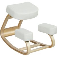 Vinsetto Ergonomischer Kniestuhl, Kniehocker Gesundheitsstuhl für Zuhause, Büro, Meditation, zur Verbesserung der Rückenschmerzen Nackenschmerzen Lindern & Körperhaltung Cremeweiß Aosom