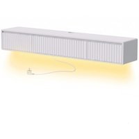HOMCOM Móvel de TV Suspenso Flutuante 160 cm com Iluminação LED e Tomadas, Móvel para TV 183 cm, Branco Aosom Portugal