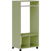 HOMCOM Open Wardrobe for Bedroom, Small Wardrobe on Wheels with Clothes Rail, Storage Shelves, Mobile Garment Rack for Clothes Storage, Cloakroom, Hallway, Green