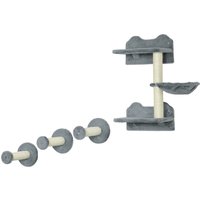 PawHut Wall-Mounted Cat Shelf Set, 4-Piece with Scratching Post, Space-Saving Design for Indoor Cats, Grey | Aosom Ireland