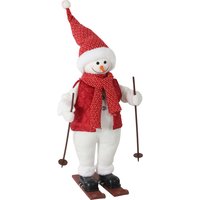2ft Singing Skiing Santa Claus Standing Christmas Animated Santa Figure Ski Board Poles Sound Touch Activated