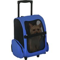 PawHut Portable Pet Carrier Backpack with Trolley, Telescopic Handle, Stroller Wheels for Cats & Dogs, 42 x 25 x 55 cm, Blue Aosom UK