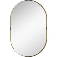 HOMCOM Wall Mirror, Bathroom Mirror with Elevated Aluminium Alloy Frame, 60 x 90 cm, Gold Tone
