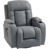 HOMCOM Massage Recliner Armchair, PU Leather Recliner Chair, Grey | Aosom Ireland