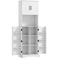 HOMCOM 181.5 cm Freestanding Storage Cabinet, Tall Kitchen Cupboard with Adjustable Shelves, 8 Door Spice Racks, White | Aosom Ireland