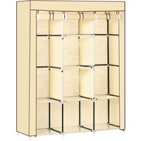 HOMCOM Stoffschrank Kleiderschrank mit 8 Ebenen & Kleiderstangen, Faltschrank aus Vliesstoff in Beige, 125x43x162,5cm für platzsparende Aufbewahrung Aosom.de