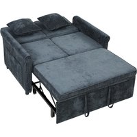 HOMCOM 2 Seater Sofa Bed 3-in-1 Convertible Chenille Pull Out Sleeper Sofa with 5-Position Adjustable Backrest, Dark Blue | Aosom Ireland