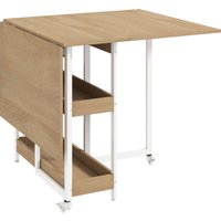 HOMCOM Four-Person Drop Leaf Table - Natural Wood-Effect | Aosom Ireland