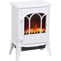 HOMCOM Lareira Elétrica Portátil 1000/2000W com Efeito de Chama Realista e Proteção Contra Superaquecimento 41,5x28x54 cm Branco Aosom Portugal
