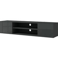 HOMCOM Floating TV Stand Cabinet for TVs up to 60", Wall Mounted TV Unit w/ Open Shelf, Storage Cupboards & Cable Management, Grey Aosom UK