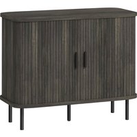 HOMCOM Mid-Century Modern Sideboard Storage Cabinet with Slatted Tambour Sliding Doors, Kitchen Cabinet with Steel Legs, Grey | Aosom Ireland