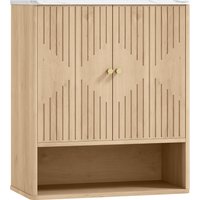 HOMCOM Bathroom Wall Cabinet with Adjustable Shelf - Oak