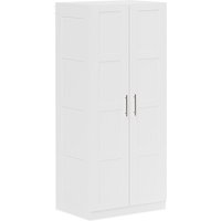 HOMCOM White Double Wardrobe 80cm Soft Close with Shelves and Hanging Space Sturdy Double Paneled Door Aosom UK