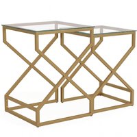 HOMCOM Nest of Tables, Side Table Set of 2 with Transparent Top, Coffee Table Set with Tempered Glass Top, Transparent | Aosom Ireland