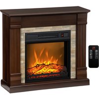 HOMCOM Lareira Elétrica 1800W com Efeito de Chama Realista e Proteção Contra Superaquecimento 80x21,6x67,8 cm Marrom Aosom Portugal