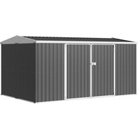 Outsunny 14 x 8ft Outdoor Garden Metal Storage Shed with Lockable Door, Tool Storage Box for Garden, Patio and Lawn, Grey | Aosom Ireland
