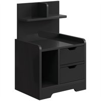 Bedside Table Small Bedside Cabinet 2 Drawers Storage Shelves Bedroom Wood Effect
