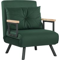 HOMCOM 4-in-1 Velvet-Feel Single Chair Bed, with Pillow - Green | Aosom Ireland