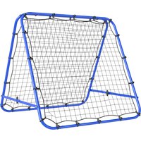 HOMCOM Fußball Rebounder Kickback Tor Rückprallwand Netz beidseitig verstellbar 5 Stufen Stahl Blau 100 x 95 x 90 cm für Training & Spiel Aosom.de