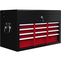 HOMCOM Werkzeugkasten Werkzeugkoffer 6 Schubladen Schloss Werkzeugbox Griff Werkzeugkiste Stahl Rot+Schwarz 60x26x34cm Aosom