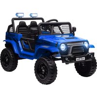 HOMCOM Elektro Kinderauto, 12 V 3-5 km/h Geländewagen mit Musikanschluss, Kinderfahrzeug mit 2,4G Fernbedienung, Scheinwerfer, Hupe, Elektrisches Kinderfahrzeug für Kinder 3-6 Jahre, Blau Aosom