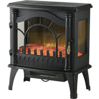 HOMCOM Salamandras Elétricas 1000W/2000W 6820BTU com Temperatura e Brilho Ajustável para Ambientes 15-30 m² 55x31x58 cm Preto Aosom Portugal