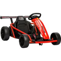 AIYAPLAY Kinder Elektro Gokart 24V 6-13km/h Drift Kart mit 2 Motorn, Verstellbarer Sitz, Driftmodus, Go Kart mit Sanft Start, Musik, Hupe, Kinderfahrzeug für 8-12 Jahre Rot Aosom