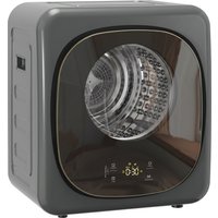 HOMCOM Mini Wäschetrockner mit 5 Programm 800 W 4 kg bis zu 60℃, Freistehend Wandmontierbar Ablufttrockner mit Smart-Sensor, Timer und Touch-Anzeige Trockner für Kleidung Grau Aosom