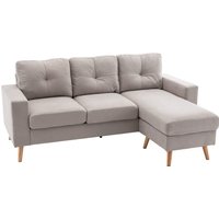 HOMCOM Ecksofa Eckcouch in L-Form, Eckgarnitur, Couchgarnitur mit Chaiselongue für 3 Personen, Stoffsofa für Wohnzimmer, Hellgrau Aosom