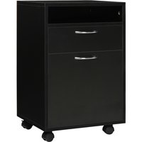 HOMCOM Rollcontainer, Aktenschrank, Bürocontainer mit Schublade, Büroschrank, Aufbewahrung Container, Spanplatte, Schwarz, 40 x 35 x 60 cm Aosom
