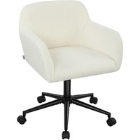 HOMCOM Schreibtischstuhl Homeoffice Stuhl mit Fleece-Optik höhenverstellbar Drehstuhl, Bürostuhl bis 120 kg belastbar für Schlafzimmer, Arbeitszimmer, Cremeweiß Aosom