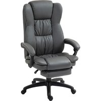 Vinsetto Bürostuhl Chefsessel Drehstuhl Anhebbar mit Fußstütze Kopfstütze Ergonomischer Stuhl Vibration Schreibtischstuhl mit Liegefunktion Massagefunktion Kunstleder Dunkelgrau 68,5x68,5x113-121cm Aosom