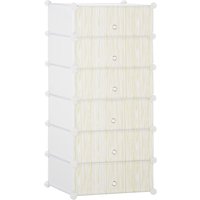 HOMCOM Schuhregal Kunststoffregal für 6 Paar Schuhe Schuhkarton für Flur DIY Steckregal Aufbewahrung von Schuhen Weiß 49 x 36,5 x 108 cm Aosom