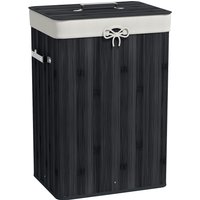 HOMCOM Cesto Roupa Bambu Dobrável Cesto Suja com Tampa Bolsa Amovível Prático Compacto 40x30x60 cm Preto Aosom Portugal
