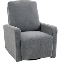 HOMCOM Relaxsessel, Fernsehsessel mit Liegefunktion, Wippfunktion, Drehbar TV-Sessel mit Fußteil, Breite Sitz, Fleece-Optik, Doppelter Polsterung Ruhesessel für Wohnzimmer, Schlafzimmer Grau Aosom