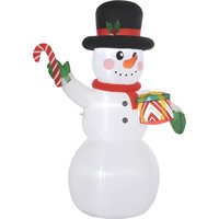 Outsunny Aufblasbar Weihnachtsdeko, 1,8 m Schneemann mit LED-Beleuchtung, Gartendeko, Selbstaufblasende Weihnachtsbeleuchtung für Innen- und Außenbereich Aosom